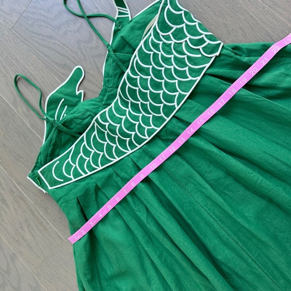 Farm Rio Green Fish Top Maxi Midi Dress Linen White - With Tags - Size Large - Picture 8 of 10